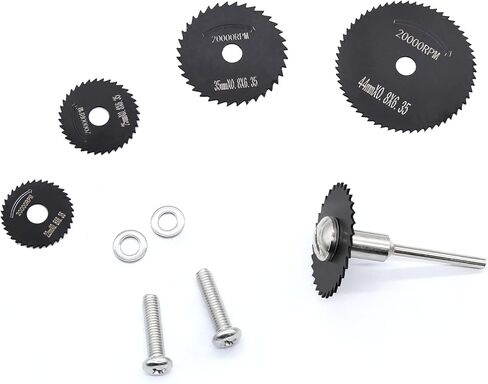 8 قطع شفرات منشار دائري HSS، مجموعة شفرات عجلة قطع الخشب الصلب عالية السرعة مع قضيب تمديد ساق 1/8 بوصة لقطع الأدوات الدوارة (أسود) in Kuwait