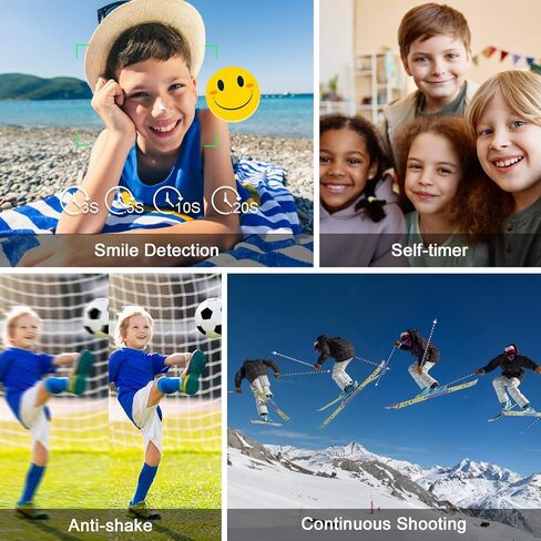 كاميرا رقمية، كاميرا SOPPY FHD 1080P مدمجة للأطفال، كاميرا رقمية 44 ميجابكسل، مع بطاقة 32 جيجابايت، بطاريتان، تكبير رقمي 16X، كاميرا فيديو مدمجة للسفر هدية للأطفال المراهقين المبتدئين (وردي) in Kuwait