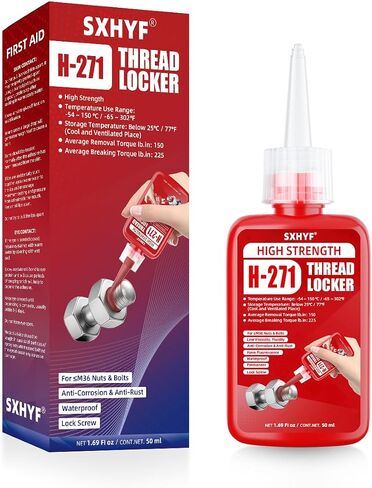 SXhyf Thread Locker Blue 243، قفل صواميل ومسامير محكمة، قفل خيط متوسط ​​القوة، لمشابك القفل والختم، المعادن والمسمار، قابل للإزالة، يمنع الصدأ والتآكل (1.69 أونصة سائلة/50 مل) in Saudi Arabia