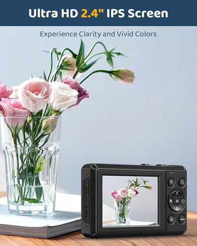 كاميرا رقمية - كاميرات رقمية بدقة 44 ميجابكسل بدقة 4K UHD - كاميرا رقمية مدمجة مقاس 2.4 بوصة ذات تركيز تلقائي وتكبير رقمي 16X - كاميرا تسجيل فيديو مع بطاريتين وبطاقة SD سعة 32 جيجابايت للطلاب المراهقين in Saudi Arabia