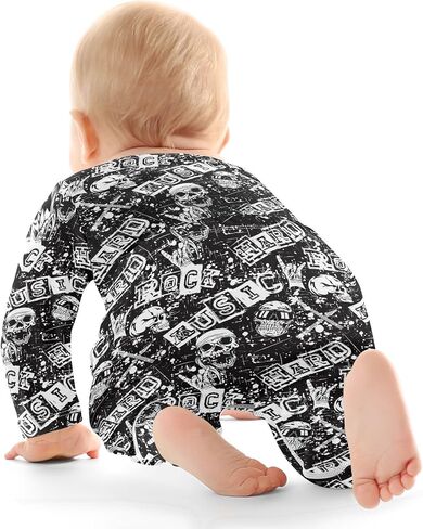vvfelixl Baby Bodysuits Pants Sets Guitar Headphones Long Sleeve Baby Clothes For Boys Girls 0-24M Black in Kuwait