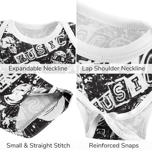 vvfelixl Baby Bodysuits Pants Sets Guitar Headphones Long Sleeve Baby Clothes For Boys Girls 0-24M Black in Kuwait