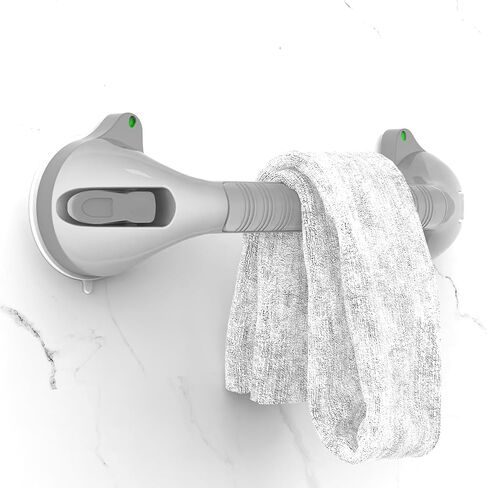 قضيب إمساك دش AquaChase مقاس 17 بوصة مع مؤشرات، تركيب بدون أدوات، مقبض ثابت للمساعدة في التوازن لحوض الاستحمام والمرحاض والحمام، لون مزدوج، فضي/رمادي، عبوة من قطعتين in Kuwait