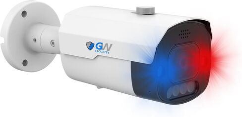GW Security 4K 8MP Outdoor/Indoor Fulltime Color Night Vision 2.8-12mm Motorized Zoom Lens PoE IP Two-Way Audio Bullet Security Camera with Blue & Red Alarm Lights Active Deterrence (GW8553FIP) in Saudi Arabia