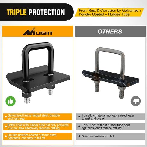 Nilight Trailer Hitch Tightener for 2 1/2 Inch Trailer Hitches 2.5" Hitch Mount Anti Rattle Heavy Duty Steel with Rubber Anti-Rust Triple Protective Matte Black, 2 Years Warranty in Saudi Arabia