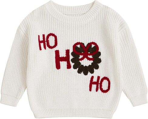 Kids Toddler Christmas Sweater Boys Girls Christmas Tree Embroidery Long Sleeve Knit Sweater Pullover Sweatshirt Top in Kuwait