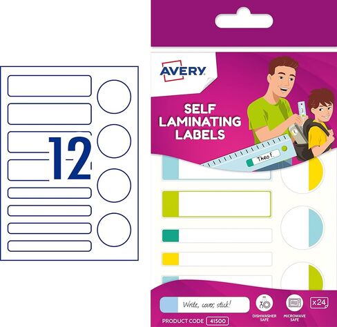 Avery(R) Durable Labels for Kids' Gear, 3/4" x 1-3/4", Assorted Border Colors, Water-Resistant Labels, 60 Rectangle Labels Total (41441) in Saudi Arabia