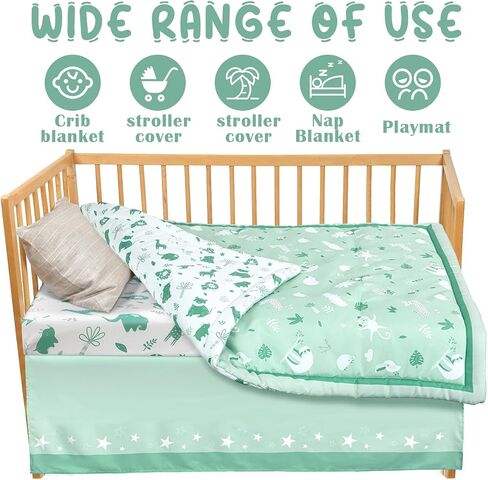 3 Pcs Safari Animals Baby Jungle Nursery Crib Bedding Set for Baby, Standard Size Baby Bedding Sets with Baby Comforter Fitted Sheet Crib Skirt for Baby Boys or Girls in Saudi Arabia