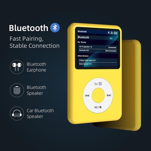 128G Mp3 Player with Bluetooth, 2.4" Portable Mini HiFi Sound Bluetooth Walkman Best Choice for 2024 (Flame) in Saudi Arabia