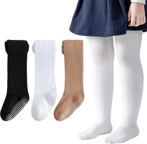 Marchare Baby Girls Tights Thick Cotton Solid Leggings Winter Warm Stockings With Non Slip Grips in Saudi Arabia