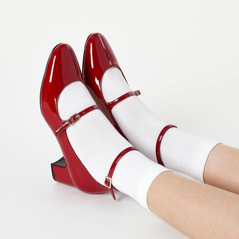 Trary Mary Jane Shoes Women, Double Buckle Straps Black Heels for Women, 2.2 Inch Chunky Heels, Pointed Toe Work Shoes Women, Comfortable Fit Black Dress Shoes for Women, Womens Work Shoes in Kuwait