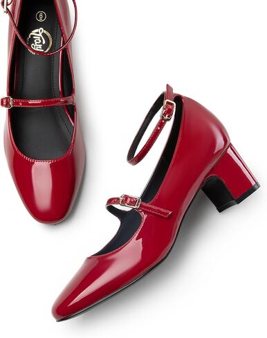 Trary Mary Jane Shoes Women, Double Buckle Straps Black Heels for Women, 2.2 Inch Chunky Heels, Pointed Toe Work Shoes Women, Comfortable Fit Black Dress Shoes for Women, Womens Work Shoes in Kuwait