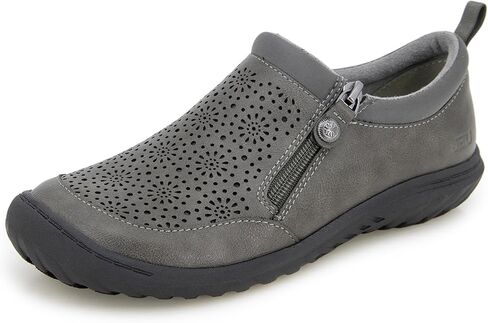 JBU Women's Avry Perforated Slip on Flat Comfort Casual Side Zipper Dress Shoe in Saudi Arabia