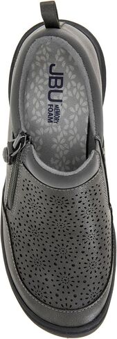 JBU Women's Avry Perforated Slip on Flat Comfort Casual Side Zipper Dress Shoe in Saudi Arabia
