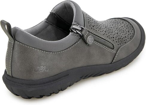 JBU Women's Avry Perforated Slip on Flat Comfort Casual Side Zipper Dress Shoe in Saudi Arabia