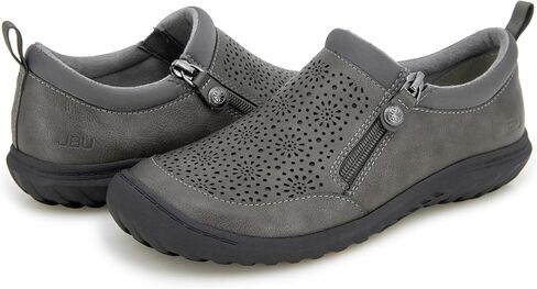 JBU Women's Avry Perforated Slip on Flat Comfort Casual Side Zipper Dress Shoe in Saudi Arabia
