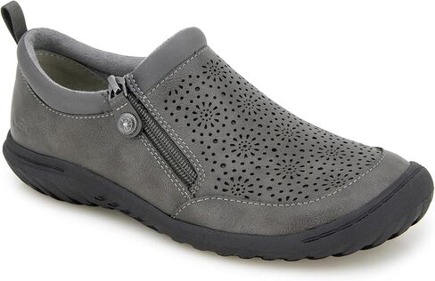 JBU Women's Avry Perforated Slip on Flat Comfort Casual Side Zipper Dress Shoe in Saudi Arabia