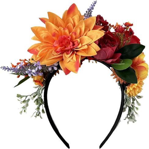 Vividsun Mexican Flower Crown Day of the dead Headpiece Party Fiesta Flower Headband in Saudi Arabia