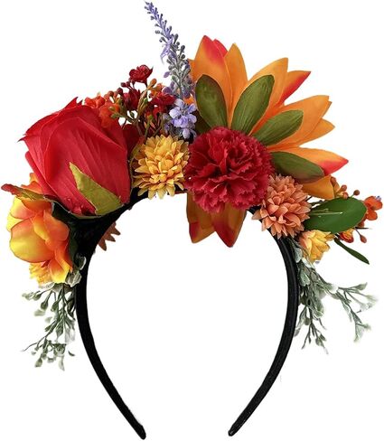 Vividsun Mexican Flower Crown Day of the dead Headpiece Party Fiesta Flower Headband in Saudi Arabia