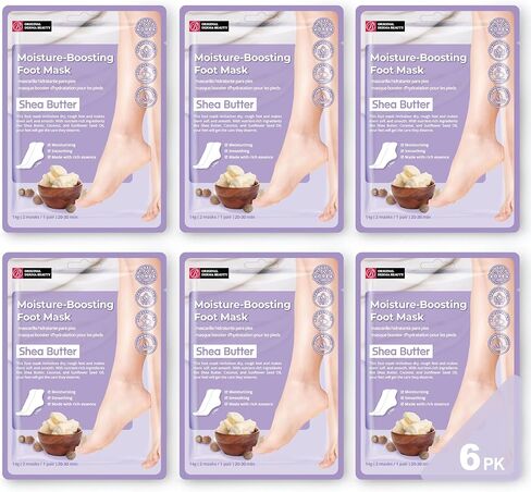 Original Derma Beauty Foot Mask 6 Pairs Hemp Seed + Charcoal Moisturizing after Exfoliator Callus Remover Bath Pedicure Supplies in Kuwait