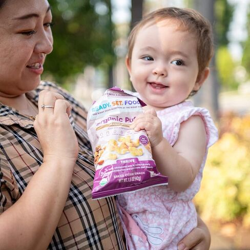 Organic Puffs - Early Allergen Introduction Snack Puffs w/ 9 Top Allergens by Ready Set Food, No Added Sugar, Babies 8+ Months, Variety 3-Pack (Peanut Butter Berry, Apple Cinnamon, Pumpkin Banana) in Saudi Arabia
