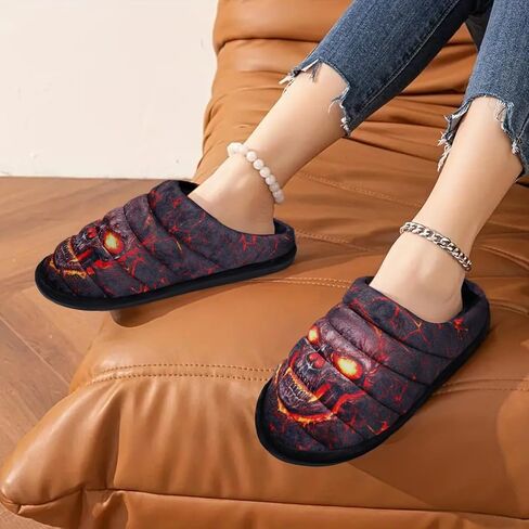 شباشب على شكل جمجمة للنساء، شباشب منزلية مريحة منفوشة، أحذية منزلية من إسفنج الذاكرة للاستخدام الداخلي/الخارجي مع نعال مطاطية مضادة للانزلاق in Kuwait