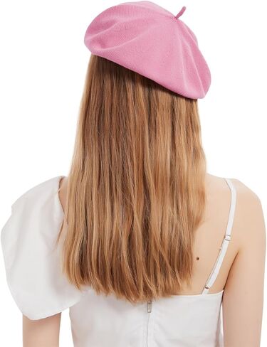 قبعة بيريه قطنية فرنسية صيفية محبوكة وناعمة ورقيقة، قبعة رسامين فضفاضة وفضفاضة، لون سادة للنساء in Kuwait