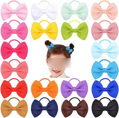 12 Pcs Baby Girls Hair Bows Toddler Hair Ties with Bows Elastic Ribbon Hair Bands Ponytail Holders Infant Hair Accessories Red Green White in Saudi Arabia