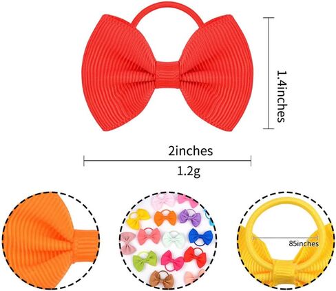 12 Pcs Baby Girls Hair Bows Toddler Hair Ties with Bows Elastic Ribbon Hair Bands Ponytail Holders Infant Hair Accessories Red Green White in Saudi Arabia