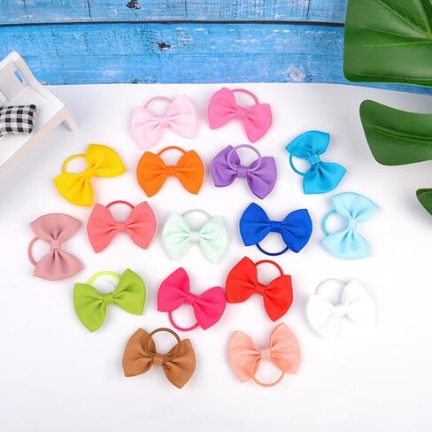 12 Pcs Baby Girls Hair Bows Toddler Hair Ties with Bows Elastic Ribbon Hair Bands Ponytail Holders Infant Hair Accessories Red Green White in Saudi Arabia