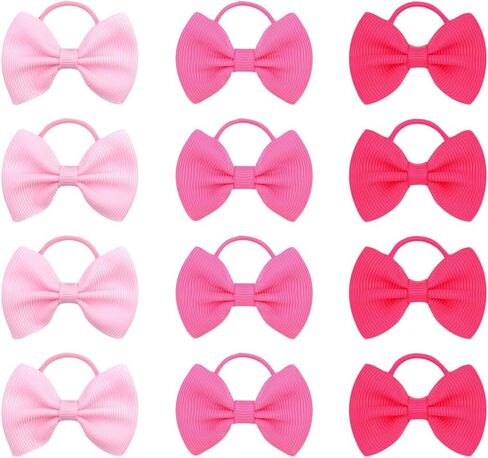 12 Pcs Baby Girls Hair Bows Toddler Hair Ties with Bows Elastic Ribbon Hair Bands Ponytail Holders Infant Hair Accessories Red Green White in Saudi Arabia