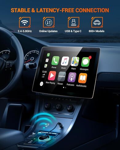 SEALIGHT Wireless CarPlay Adapter for iPhone, Converts Factory Wired to Wireless CarPlay Adapter 2024 Upgrade Mini CarPlay Dongle Plug & Play No Latency for Cars 2015+ for Apple iOS 10+ in Saudi Arabia