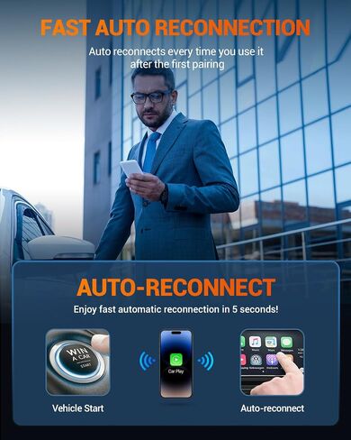 SEALIGHT Wireless CarPlay Adapter for iPhone, Converts Factory Wired to Wireless CarPlay Adapter 2024 Upgrade Mini CarPlay Dongle Plug & Play No Latency for Cars 2015+ for Apple iOS 10+ in Saudi Arabia