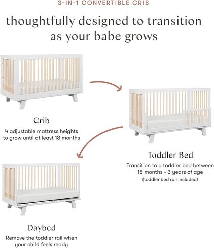 سرير Babyletto Hudson 3 في 1 القابل للتحويل مع طقم تحويل سرير الأطفال الصغار باللون الأزرق الداكن، ومعتمد من Greenguard Gold in Kuwait