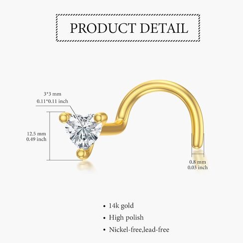 14k Gold Nose Rings Studs for Women Men 20g, Nose Stud With Twist Back 20 Gauge Nose Piercing Stud Birthstone Nose Ring Hypoallergenic Nose Nostril Piercing Jewelry February(Gold - Purple Amethyst) in Saudi Arabia