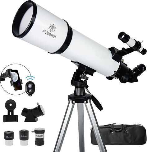 80mm Aperture 600mm Astronomical Telescope with AZ Mount, 24X-180X Eyepieces, Wireless Controls and Carrying Case - for Beginners, Children, Astronomy Enthusiasts (Black) in Saudi Arabia