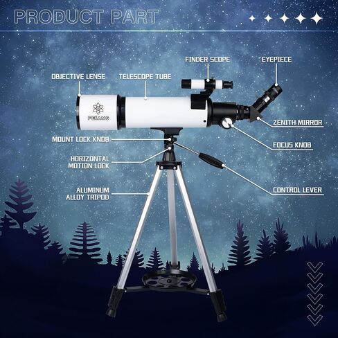 80mm Aperture 600mm Astronomical Telescope with AZ Mount, 24X-180X Eyepieces, Wireless Controls and Carrying Case - for Beginners, Children, Astronomy Enthusiasts (Black) in Saudi Arabia