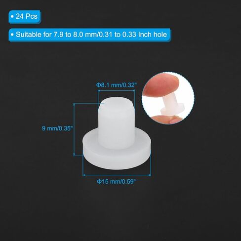 MECCANIXITY سدادات سيليكون مطاطية صلبة لينة مرنة سدادات سيليكون على شكل حرف T لثقب 6.1 إلى 6.2 مم أبيض 24 قطعة in Saudi Arabia