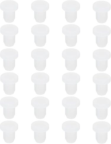 MECCANIXITY سدادات سيليكون مطاطية صلبة لينة مرنة سدادات سيليكون على شكل حرف T لثقب 6.1 إلى 6.2 مم أبيض 24 قطعة in Saudi Arabia