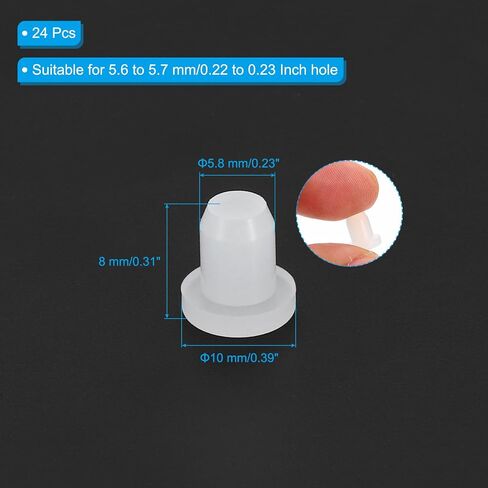 MECCANIXITY سدادات سيليكون مطاطية صلبة لينة مرنة سدادات سيليكون على شكل حرف T لثقب 6.1 إلى 6.2 مم أبيض 24 قطعة in Saudi Arabia