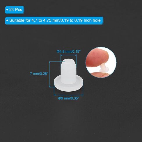 MECCANIXITY سدادات سيليكون مطاطية صلبة لينة مرنة سدادات سيليكون على شكل حرف T لثقب 6.1 إلى 6.2 مم أبيض 24 قطعة in Saudi Arabia
