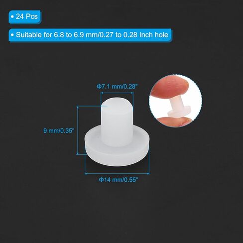 MECCANIXITY سدادات سيليكون مطاطية صلبة لينة مرنة سدادات سيليكون على شكل حرف T لثقب 6.1 إلى 6.2 مم أبيض 24 قطعة in Saudi Arabia
