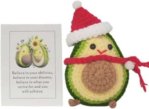 1 Pcs Mini Cute Funny Positive Life Bunny Creative Knitted Animal Holding Card Crochet Easter Birthday Christmas Girls Gift (Guac) in Kuwait