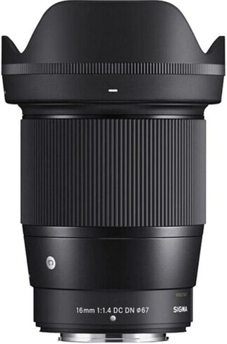 عدسة سيجما 16 ملم f/1.4 DC DN المعاصرة لحزمة Nikon Z مع مرشح نحيف للأشعة فوق البنفسجية متعدد الطبقات مقاس 67 ملم، وقطعة قماش للتنظيف من الألياف الدقيقة in Saudi Arabia