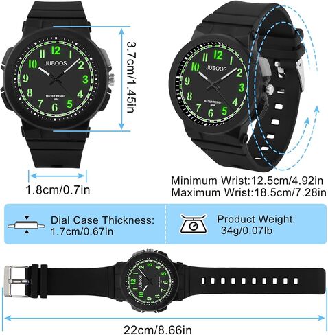 Juboos Kid's Analog Watch for Boys and Girls, 5ATM/50M Waterproof Quartz Children's Watch with 7 Colorful LED Light, Outdoor Sports Watch Suitable for Teenagers Aged 7-16 (Dark Blue) in Saudi Arabia