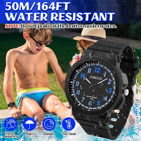 Juboos Kid's Analog Watch for Boys and Girls, 5ATM/50M Waterproof Quartz Children's Watch with 7 Colorful LED Light, Outdoor Sports Watch Suitable for Teenagers Aged 7-16 (Dark Blue) in Saudi Arabia