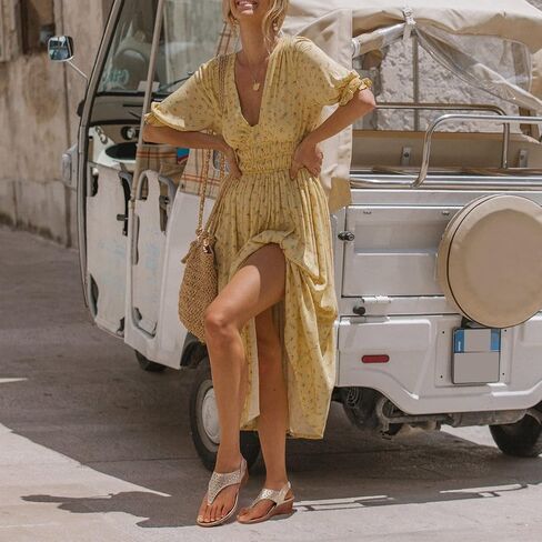 SHIBEVER Wedge Sandals for Women Elastic Ankle Strap Sandals T-Strap in Saudi Arabia