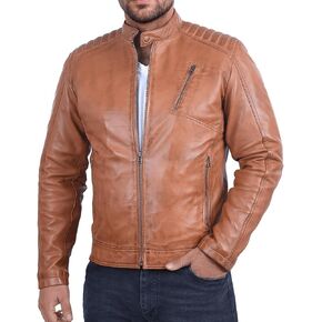 Classic Vintage Black Soft Lambskin Leather Motorcycle Jacket for Men - Genuine Cafe Racer Moto Style