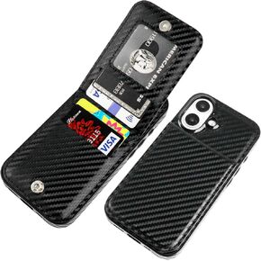 KIHUWEY Compatible with iPhone 16 Case Wallet with Credit Card Holder, Flip Premium Leather Magnetic Clasp Kickstand Heavy Duty Protective Cover for iPhone 16 6.1 Inch (Black)