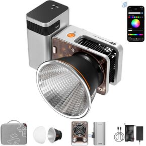 ZHIYUN Molus X60 RGB Combo 60W COB Video Light,LED Camera Light, Bi-Color 2700K-6500K CRI 95 TLCI 98 w/Grip Battery, APP Control 15 Scenes for Video Recording/Portrait Shooting/TVC